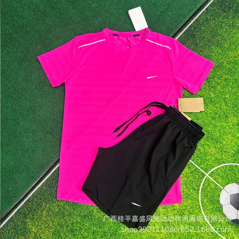 Nike Training Set Black — 水星条玫红色+218黑色