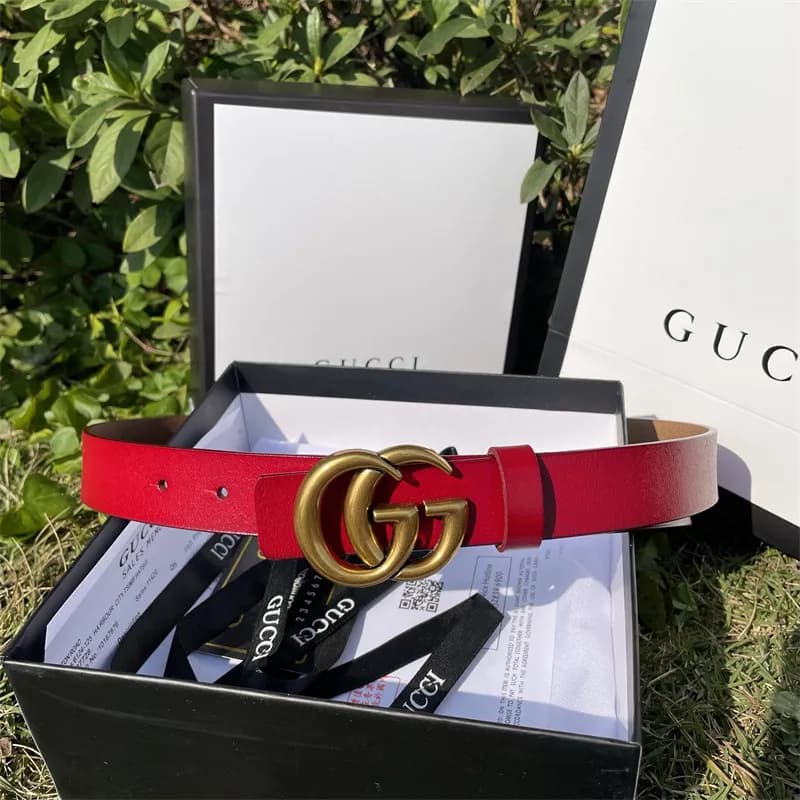 Gucci Horsebit 1955 Belt Red Leather with Gold GG Buckle