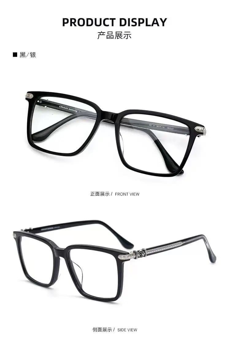 Chrome Hearts Rectangular Optical Frame Crystal-Embellished Temples