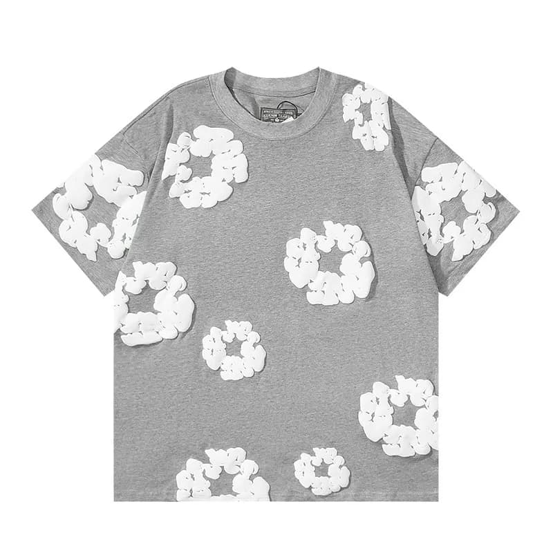 Balenciaga Cloud Print T-Shirt 3D Cloud Motif — 灰色发泡短袖