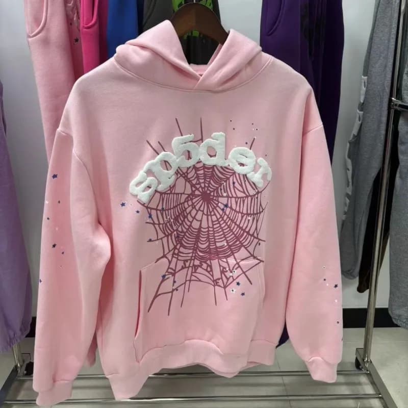 Sp5der Hoodie Embroidered Logo — 粉红色