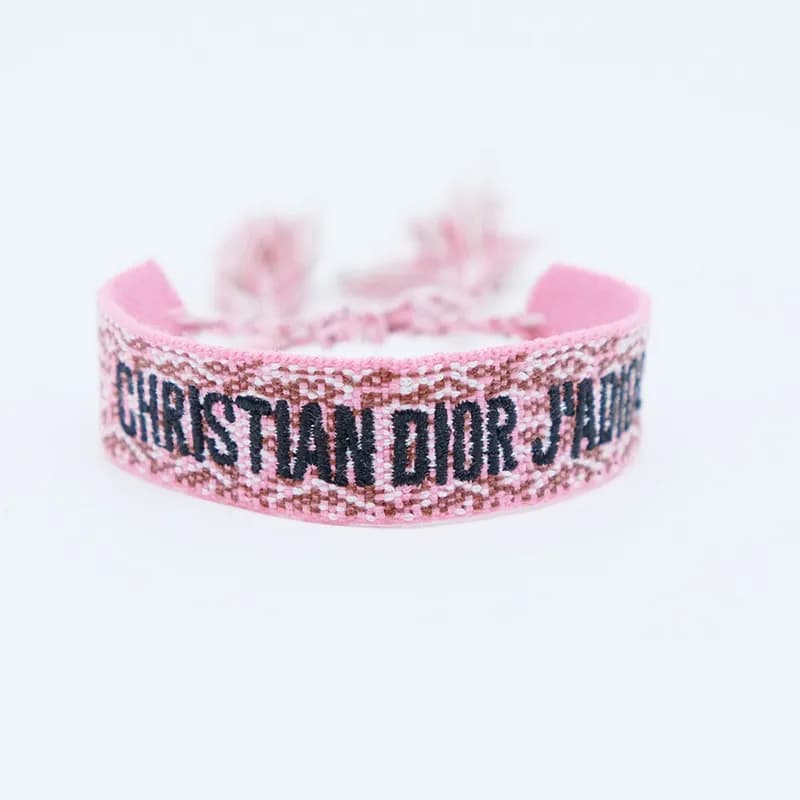 Dior J'Adior Woven Bracelet Pink with Black Logo — 114#