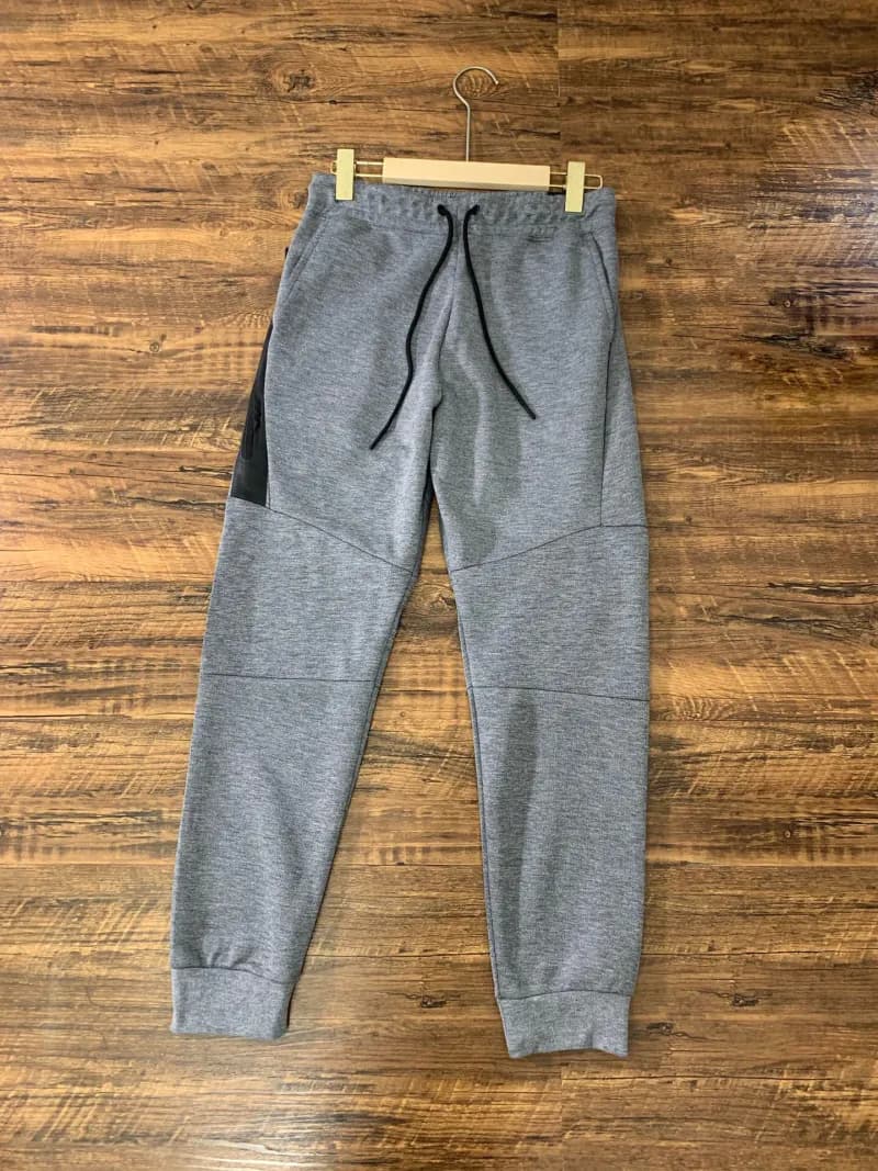 Nike Tech Fleece Joggers Heather Grey with Black Panel