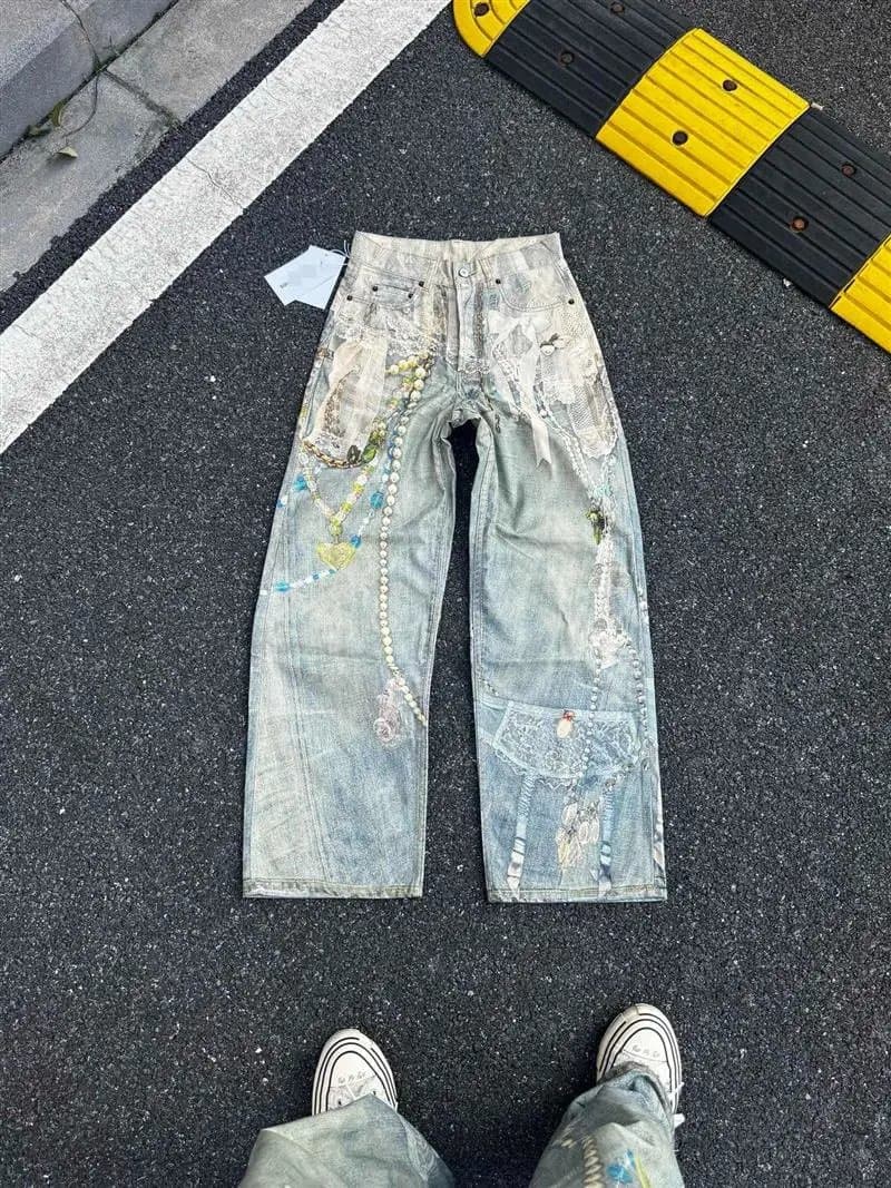 Levi's 501 Black Denim — AC13-25SS 1981蕾丝珍珠链条