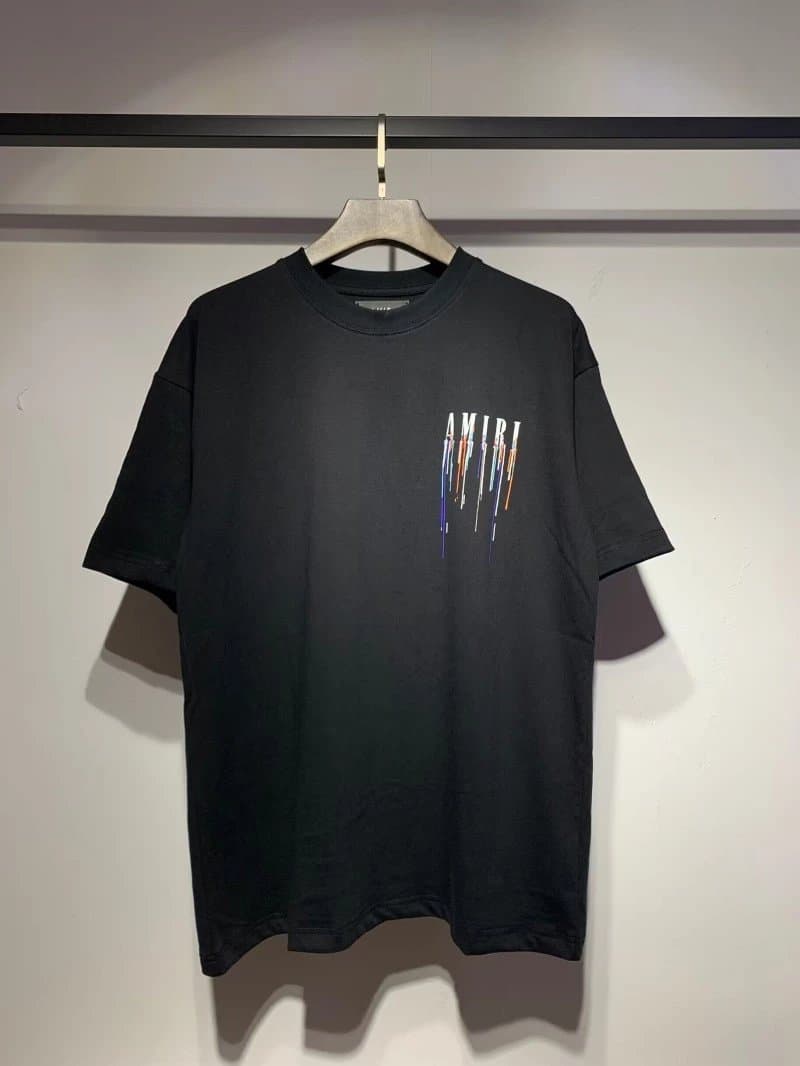 Amiri Graphic Tee Rainbow Drip Logo — 656 黑色