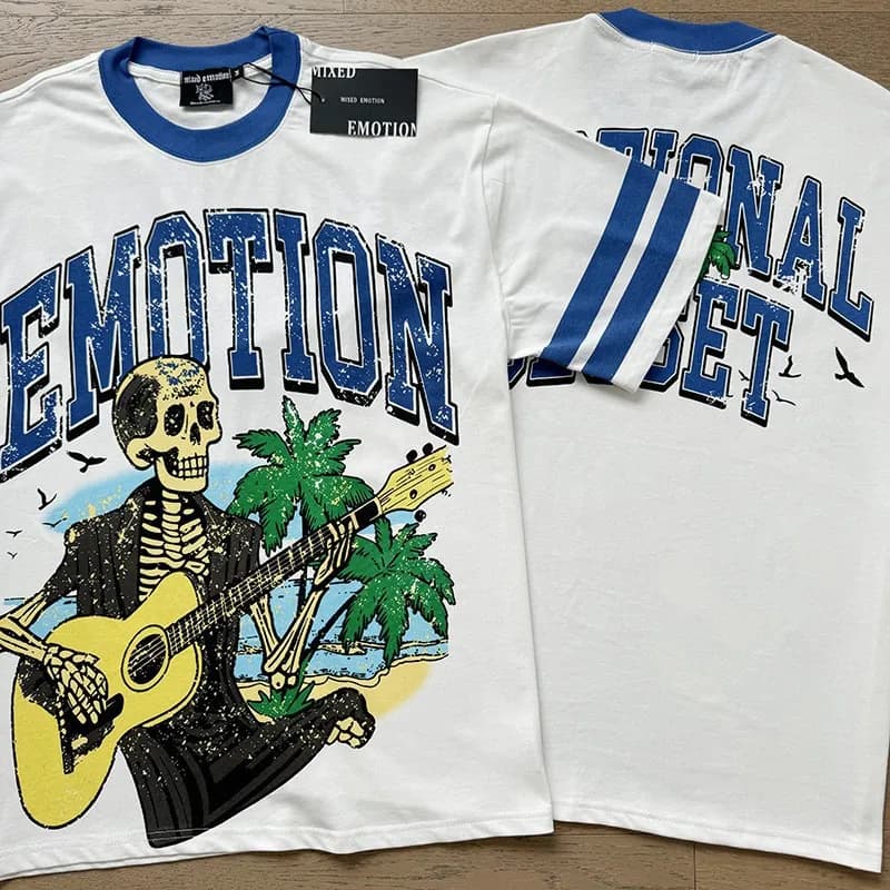 Mixed Emotion Short-Sleeve Button-Up Shirt Emotion Logo — X0005