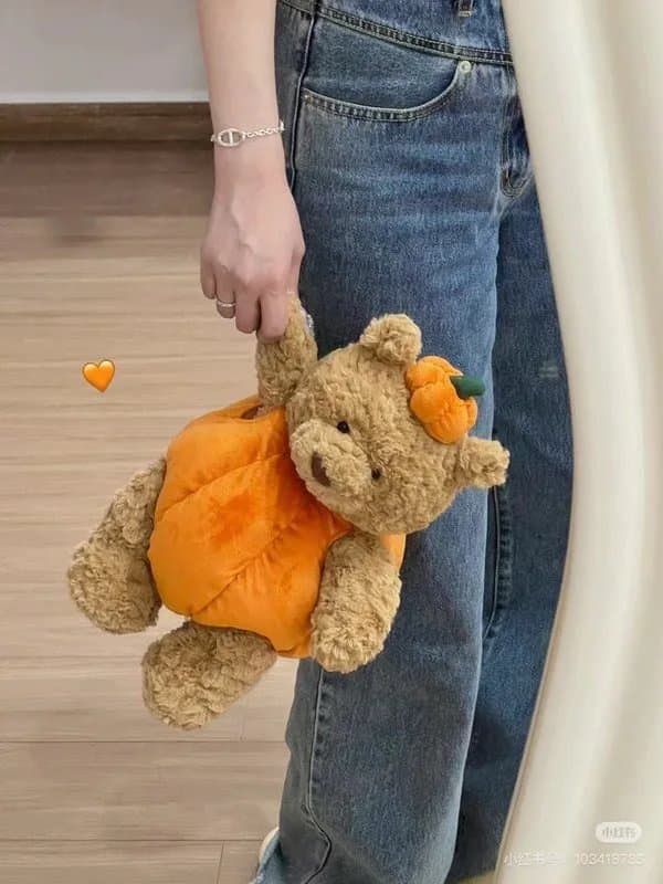 Labubu Pumpkin Bear Plush Toy with Pumpkin Costume