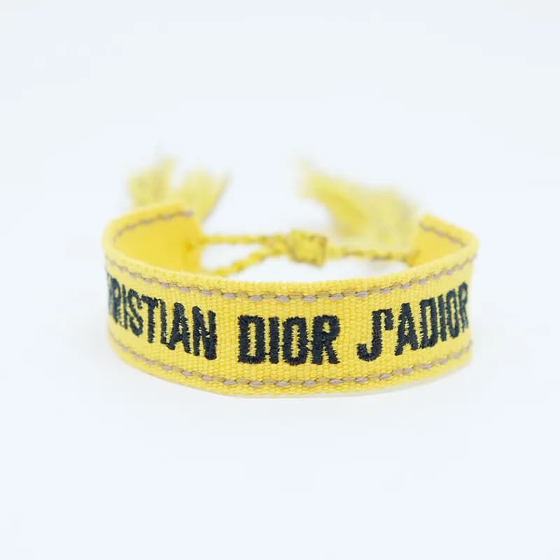 Dior J'Adior Woven Bracelet Pink with Black Logo — 84#