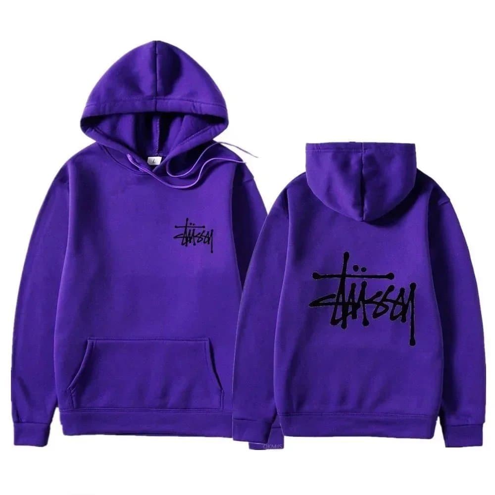 Stüssy Classic Hoodie Orange with White Logo — 紫色12
