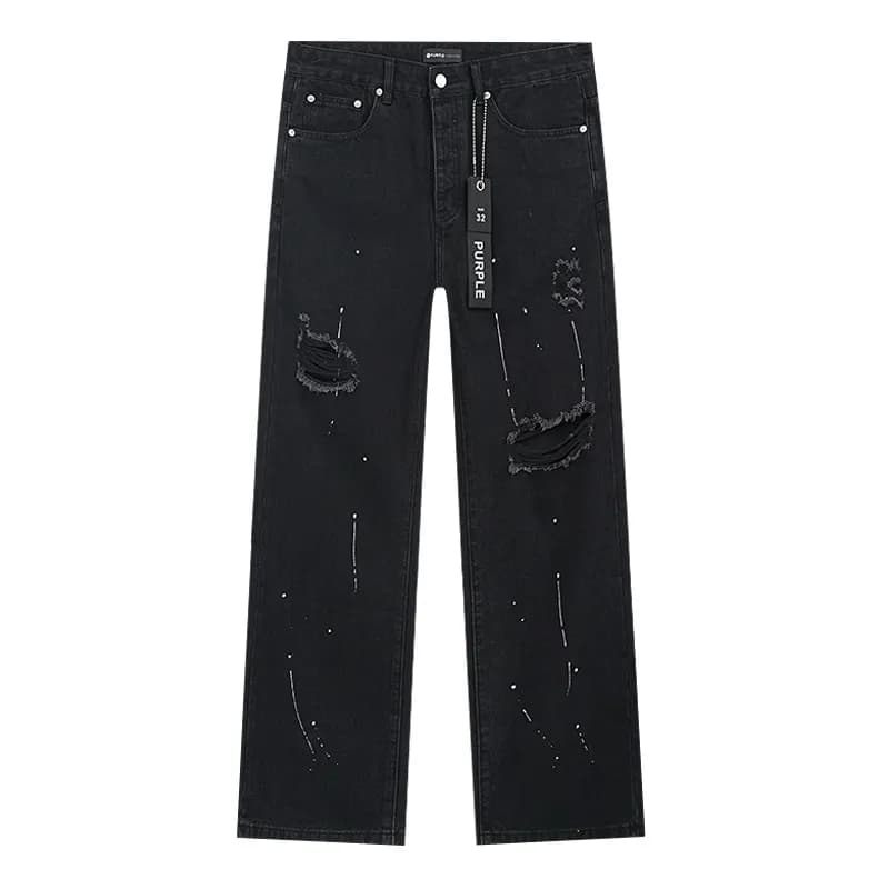 Distressed Slim Fit Jeans Patchwork Ripped — PU815
