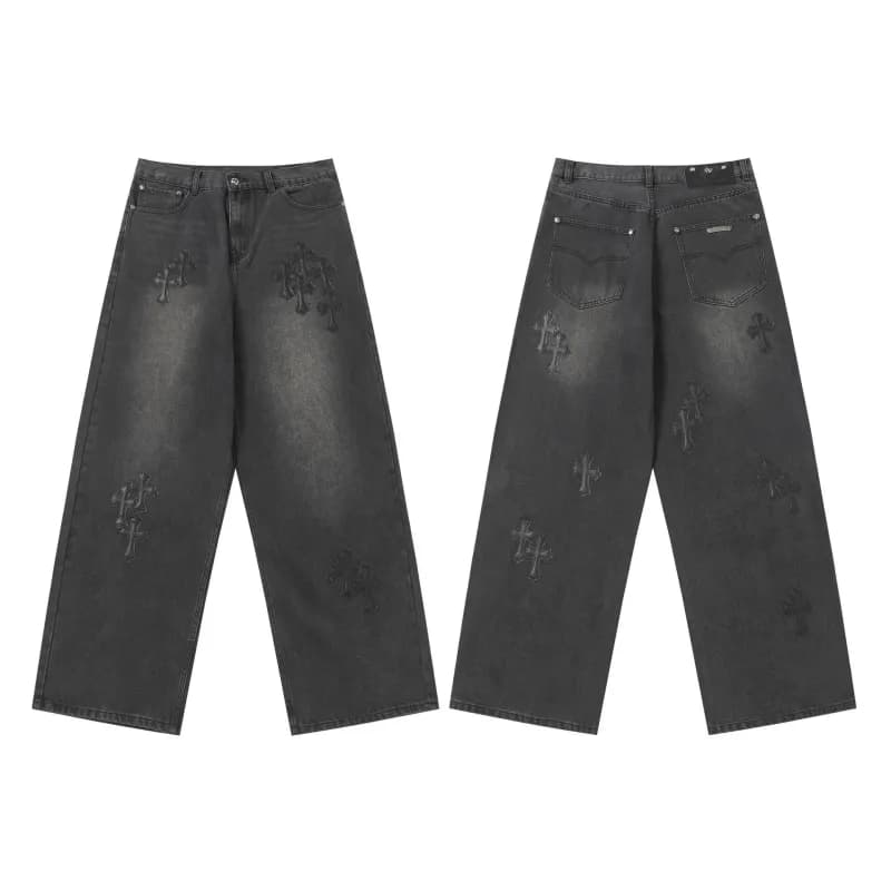 Chrome Hearts Cross Patch Jeans Embroidered Crosses — 302