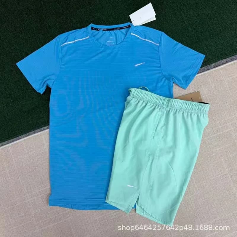 Nike Running Set Mint Green — 水晶条蓝色+D218绿色短裤