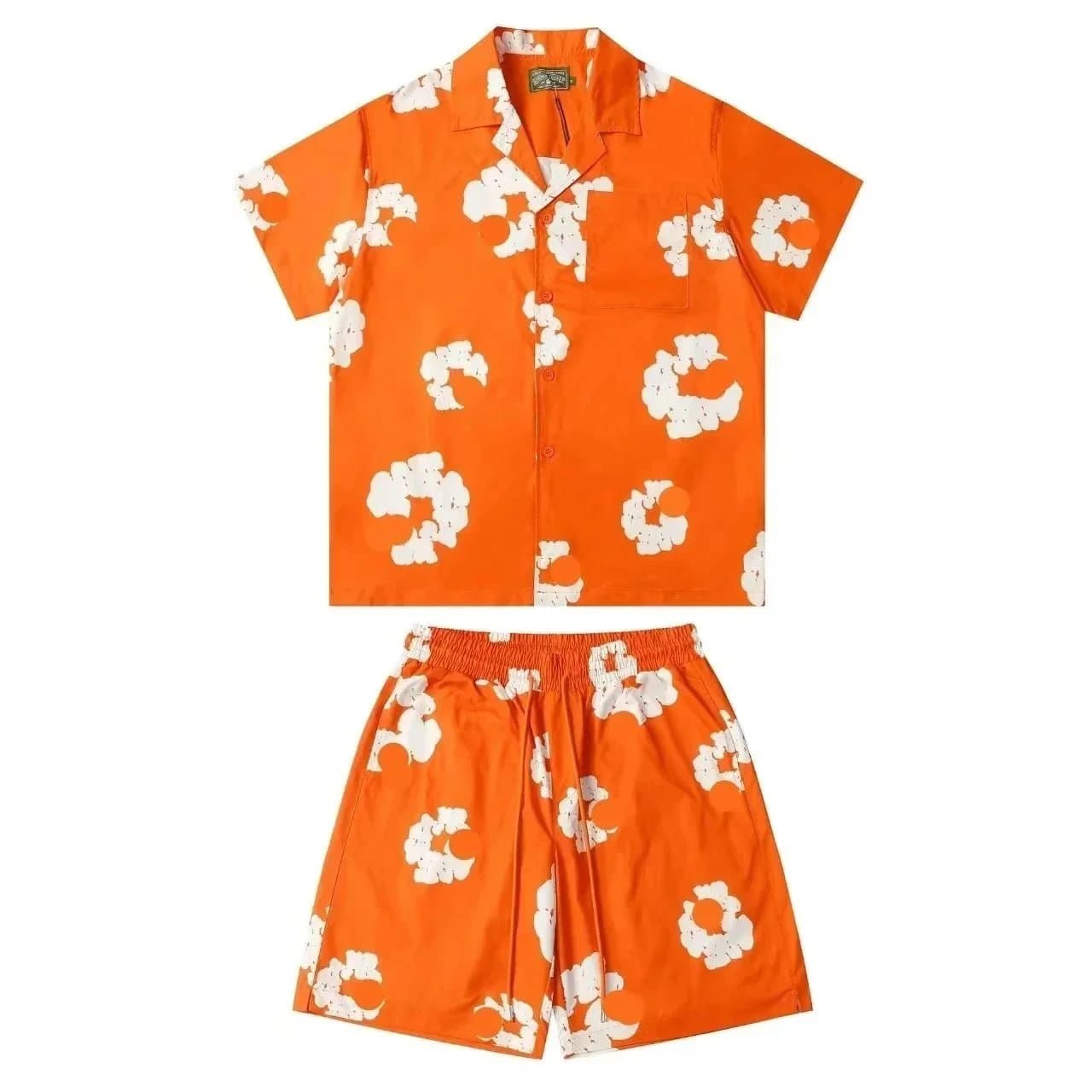 Palm Angels Camp Shirt and Shorts Set Cloud Print