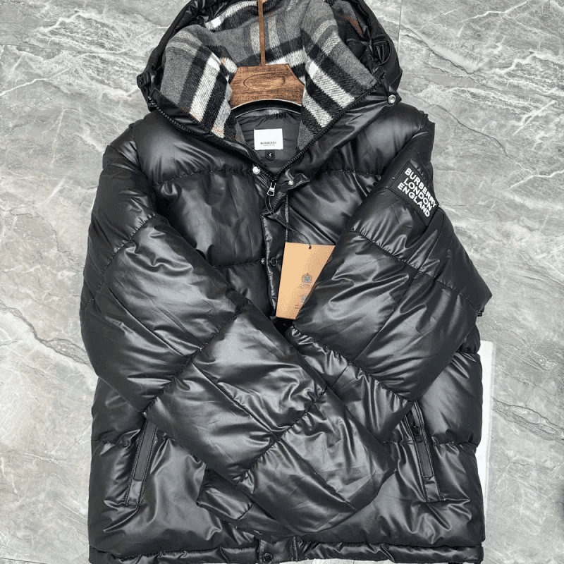 Burberry Puffer Jacket Checkered Hood Lining