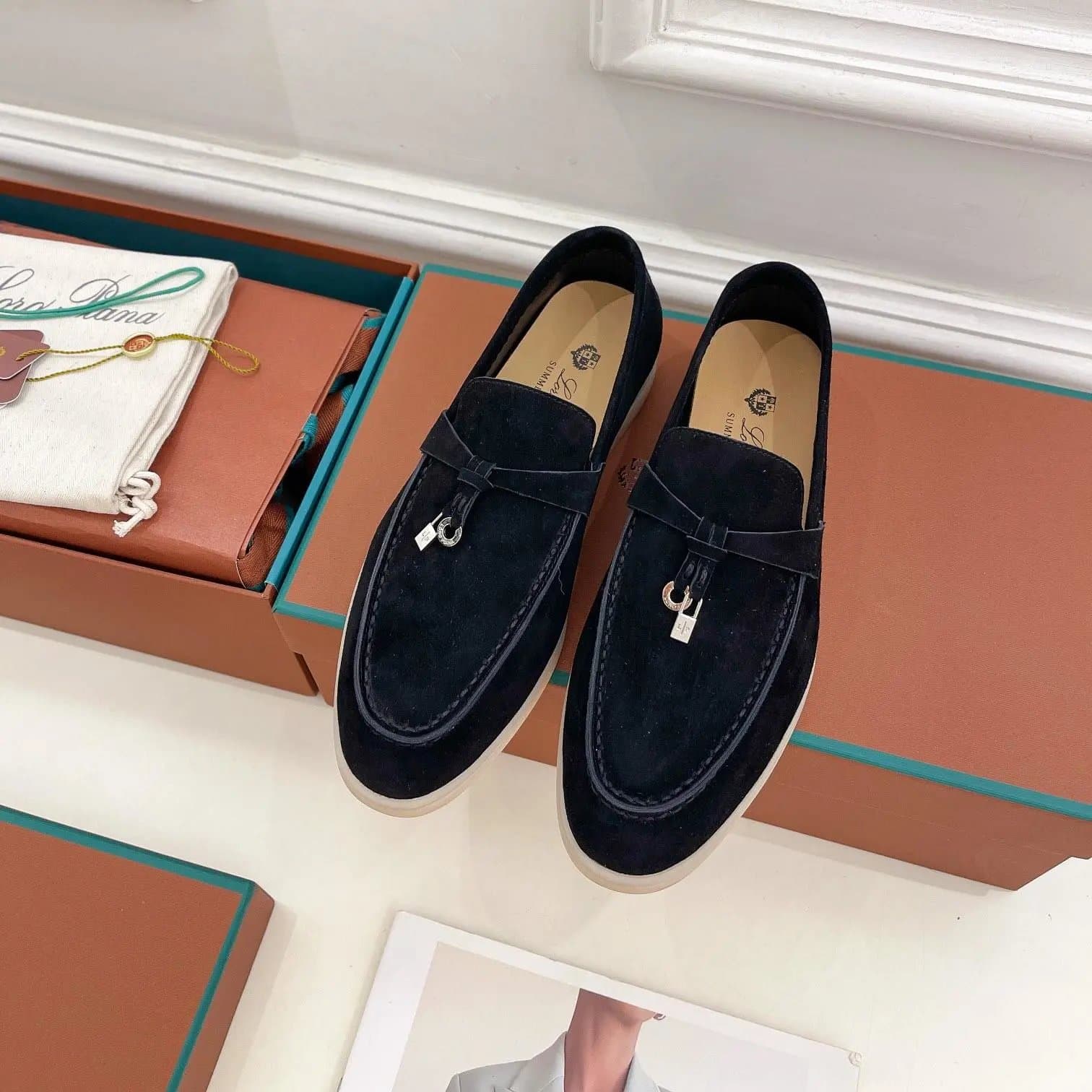 Loewe Puzzle Loafer Suede with Padlock Charm