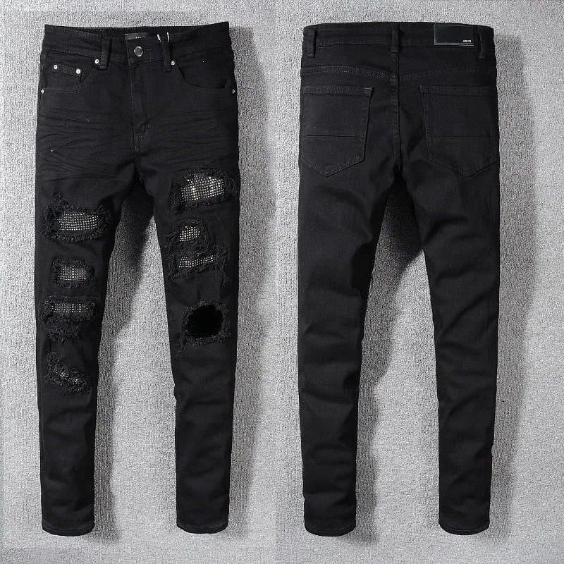 Amiri Distressed Jeans Red Logo Embroidery — 32