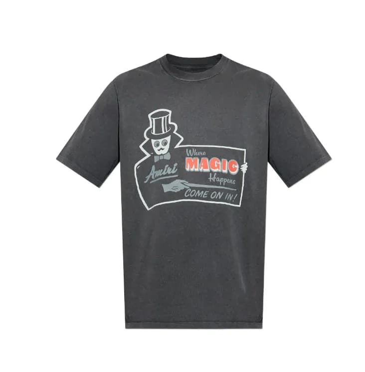 Amiri Graphic Tee Eagle Flame Print — 6505 washed black