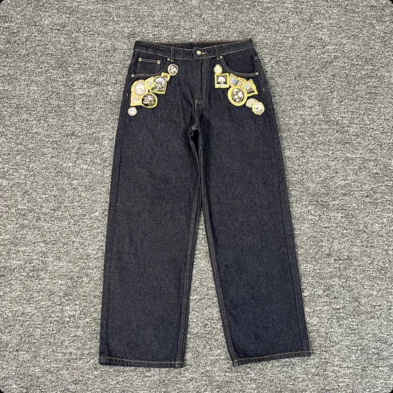 Balenciaga Denim Jeans Badge-Embellished