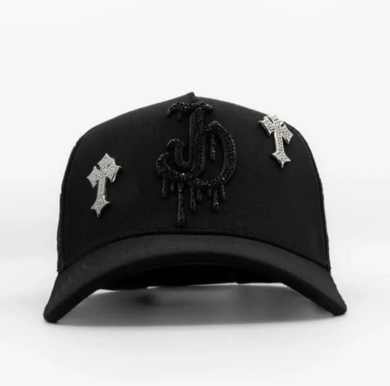 Chrome Hearts Snapback Cap Crystal Cross Embellished