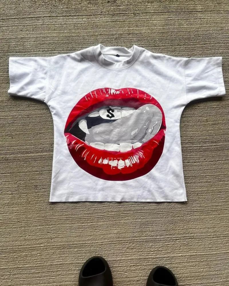 Sp5der Graphic Tee Lips with Dollar Tooth