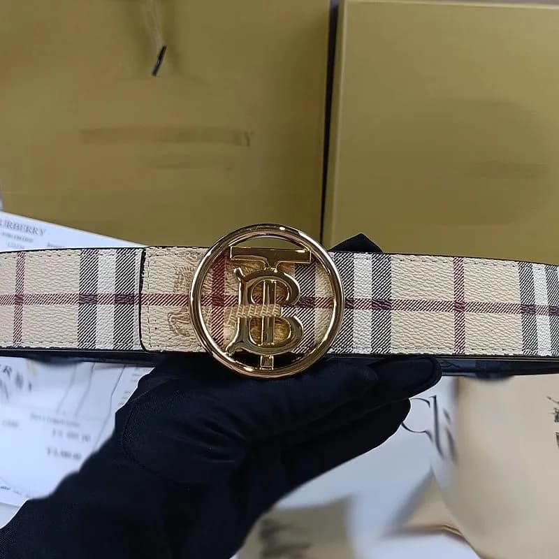Balenciaga Logo Belt Checkered — 布纹 圆圈TB金扣