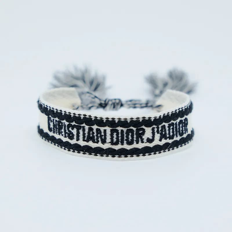 Dior J'Adior Woven Bracelet Pink with Black Logo — 85#