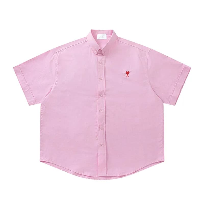 Amiri Short-Sleeve Button-Up Shirt Heart Logo