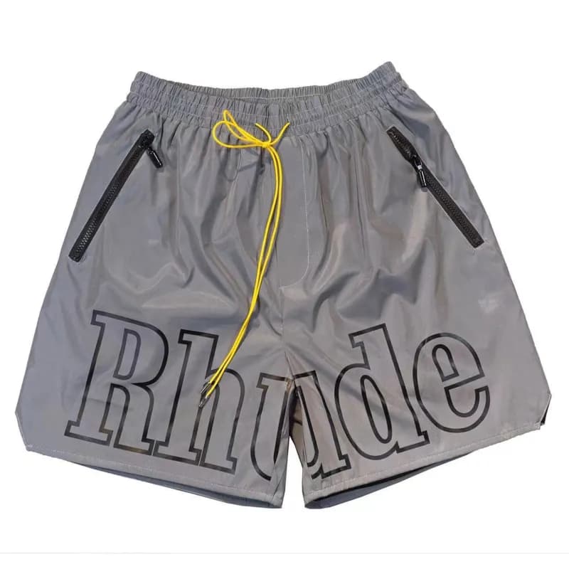 Rhude Logo Shorts Black White — 灰色反光