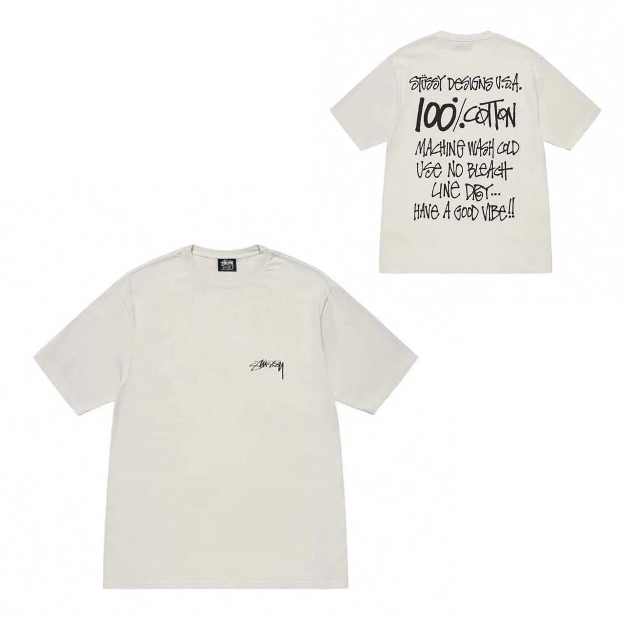 Stüssy Logo Tee Black Script — 938白色