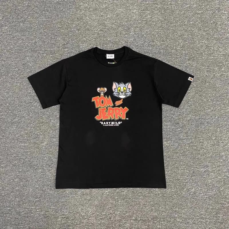 BAPE A Bathing Ape Tee College Logo — 74 黑色
