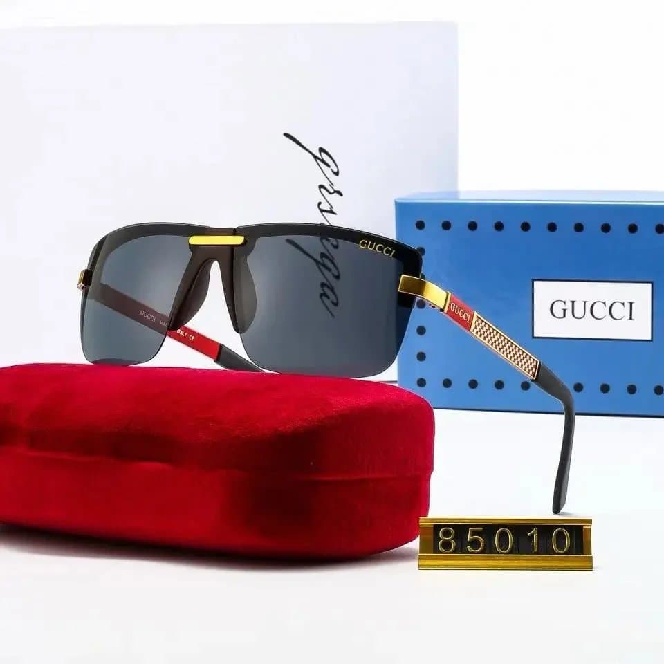 Gucci Sunglasses Gold-Accented Shield Frame