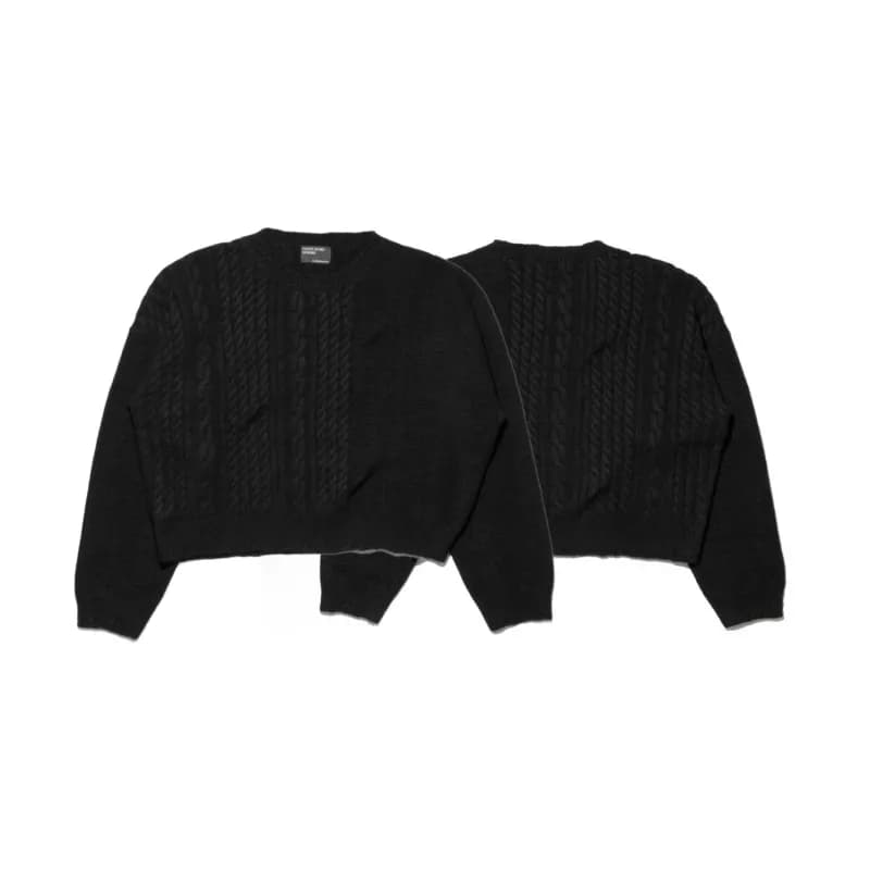 Sp5der Cable Knit Crop Sweater Ribbed Texture