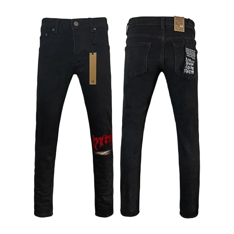 Distressed Jeans Paint-Splatter & Roman Numeral Print — WM21