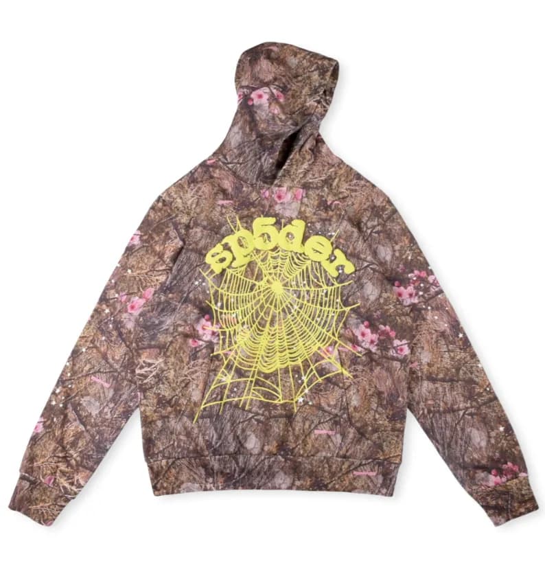 Sp5der Hoodie Camouflage with Spiderweb Print