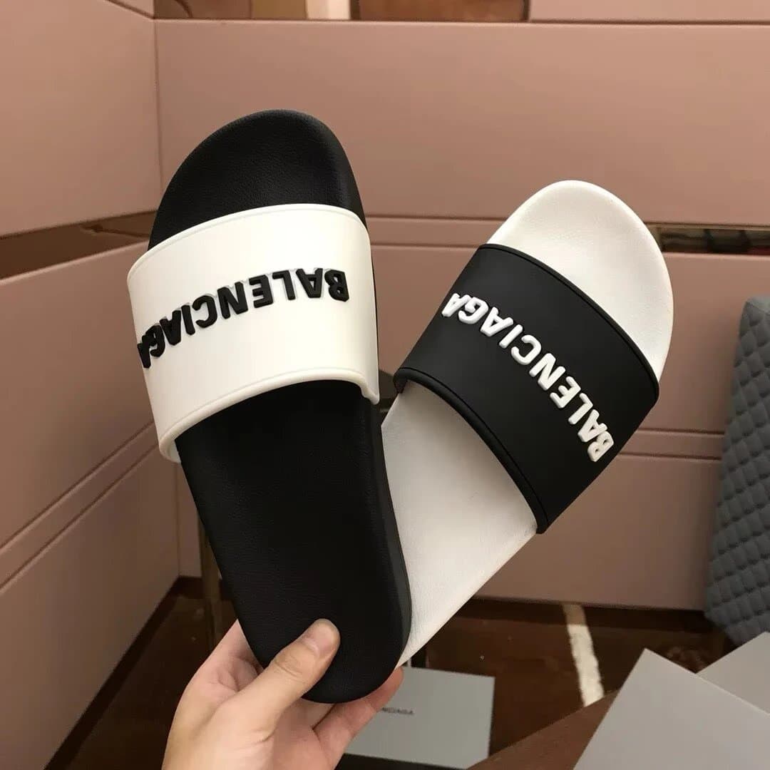 Balenciaga Logo Slide Black/White