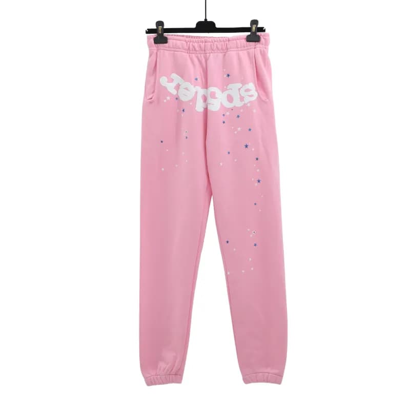 Sp5der Hooded Sweatshirt Star Print Logo — 163-2粉色