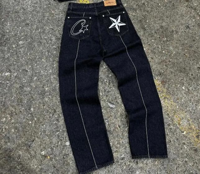 Corteiz Denim Trousers Star & C Logo Patch