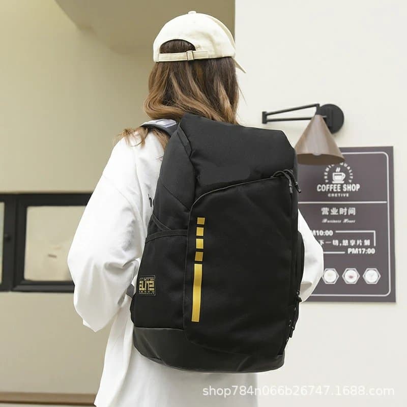 Nike Backpack Black with Gold Stripe