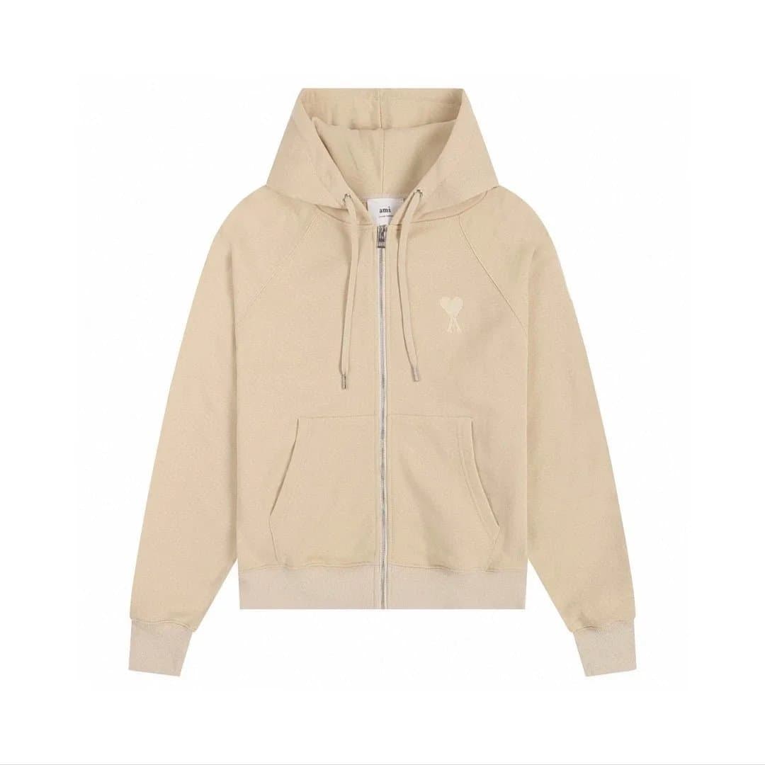 AMI Paris Zip-Up Hoodie Heart Logo