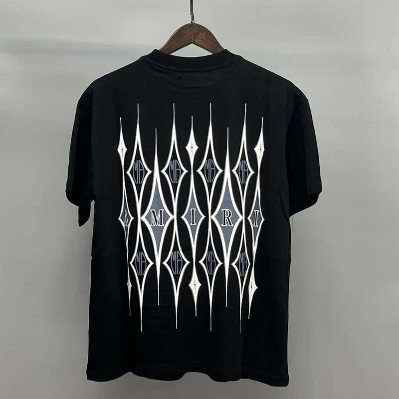 Amiri Graphic Tee Sequined Logo — black white diamond
