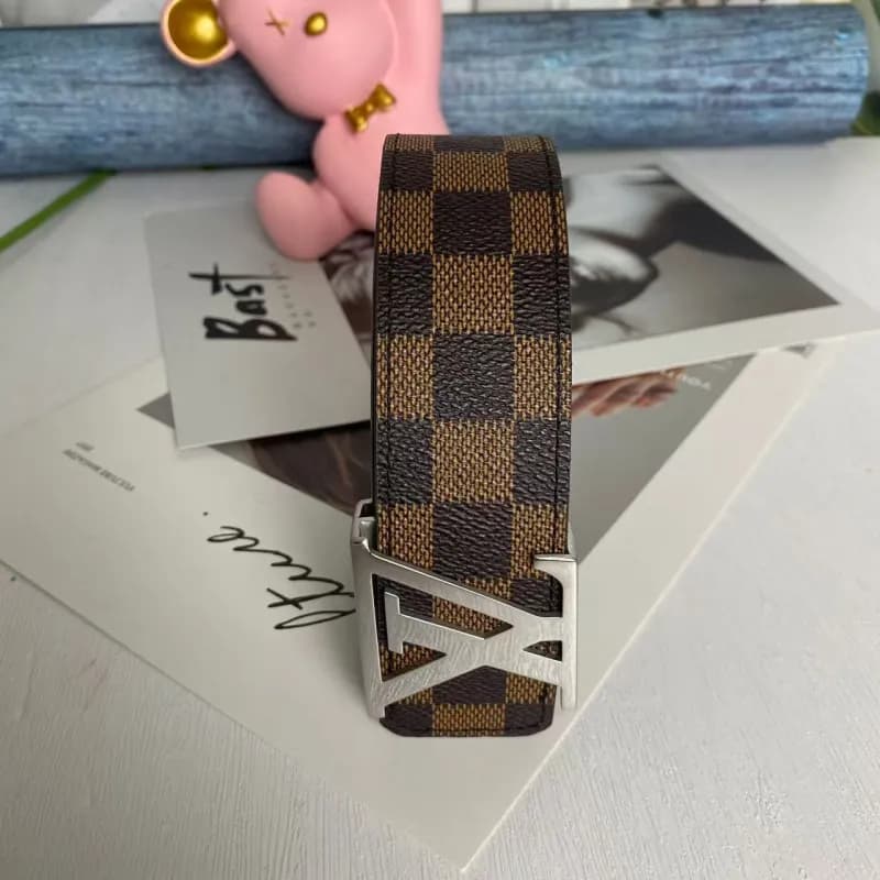 Louis Vuitton LV Monogram Belt Travis Scott Reverse Logo — Coffee silver buckle