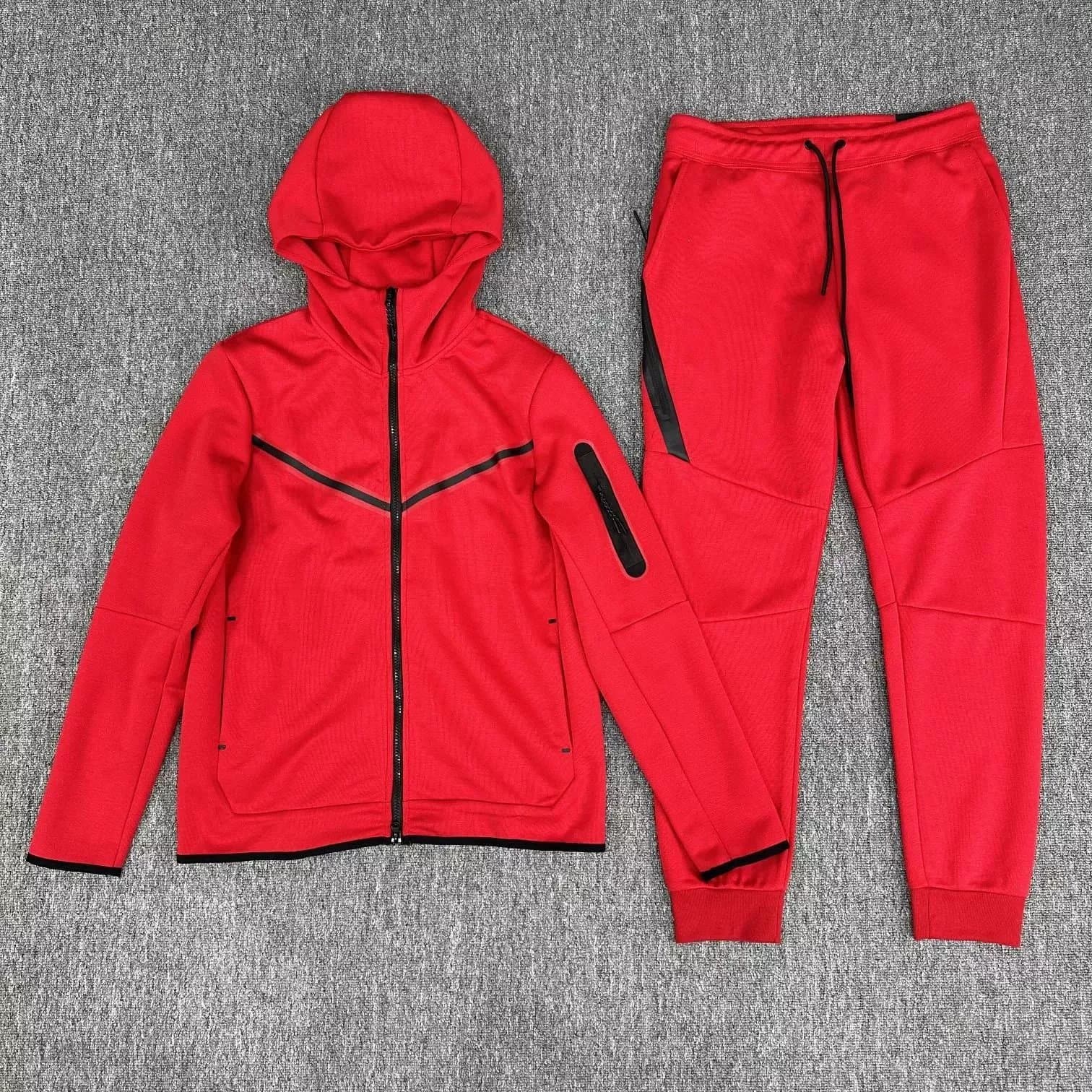 Nike Tech Fleece Hoodie and Joggers University Red