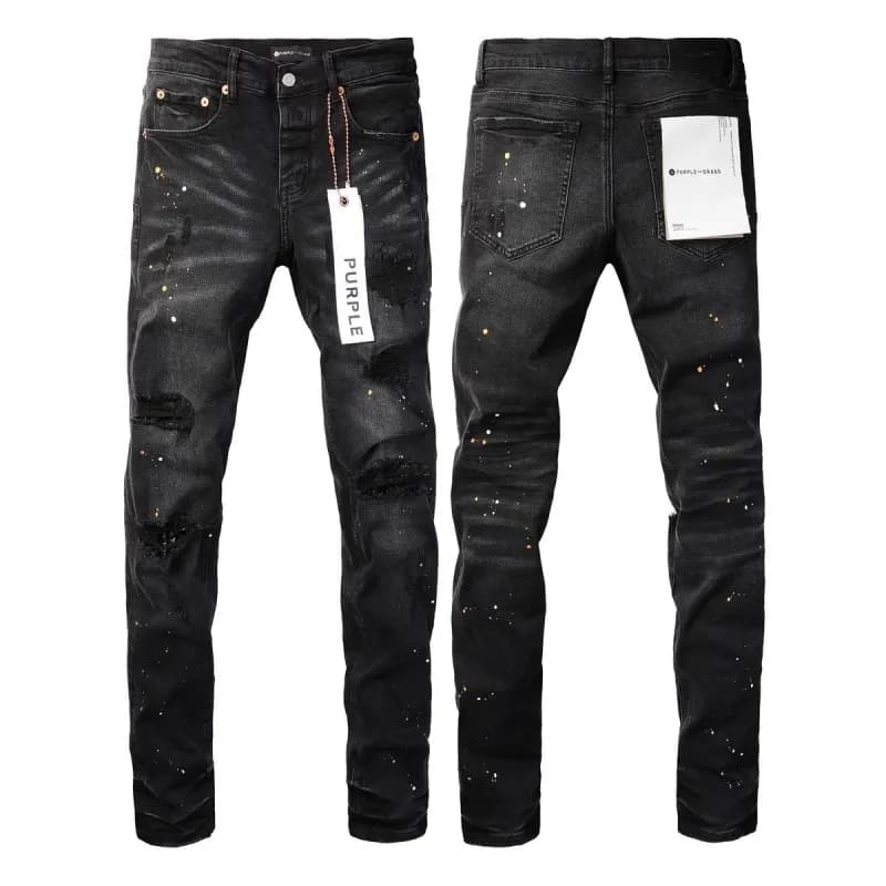 Distressed Slim Fit Jeans Paint-Splatter Ripped — 高质量K14