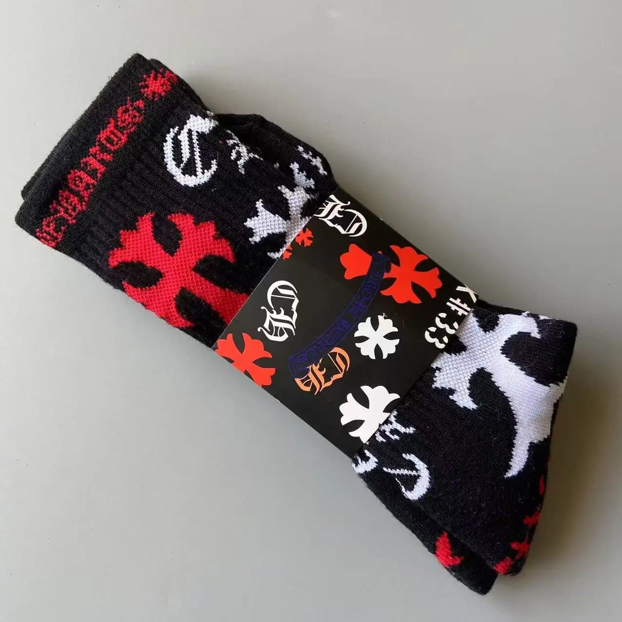 Chrome Hearts Crosby Socks Cross & Logo Print