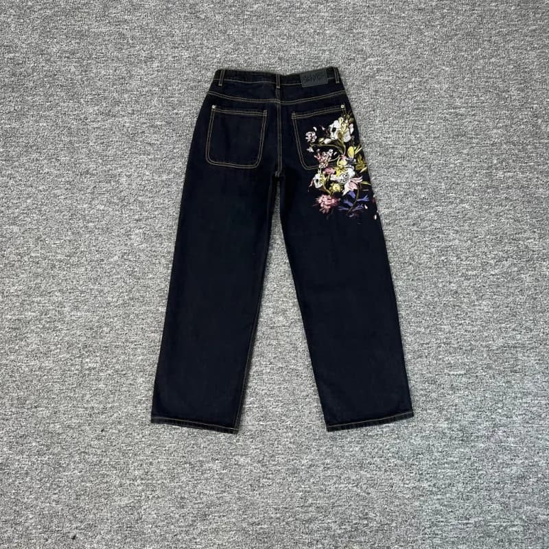 Dior Floral Embroidered Jeans Floral Patch