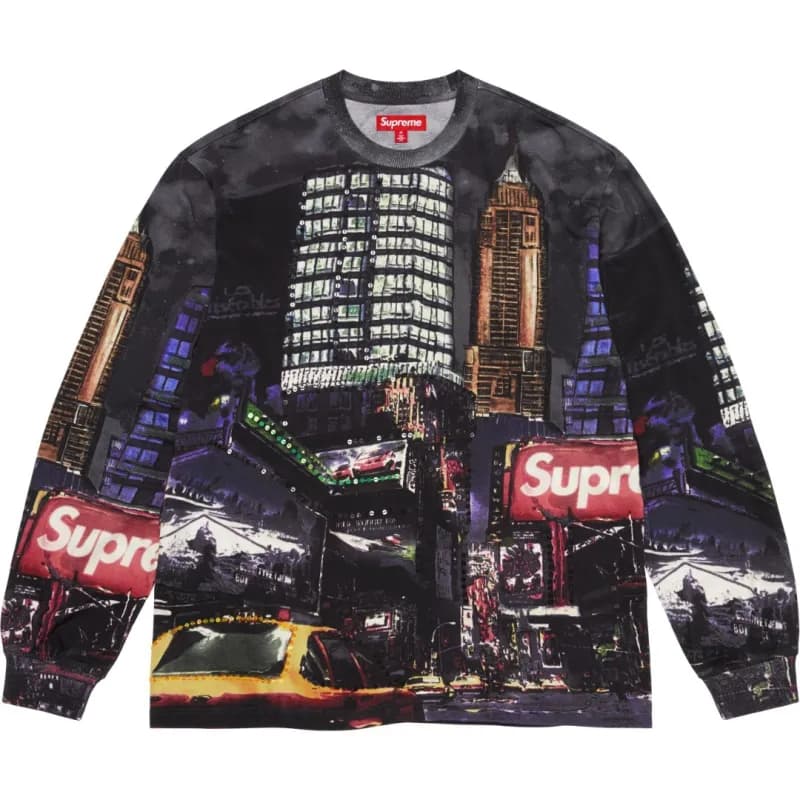 Supreme Cityscape Crewneck Nighttime Times Square Print