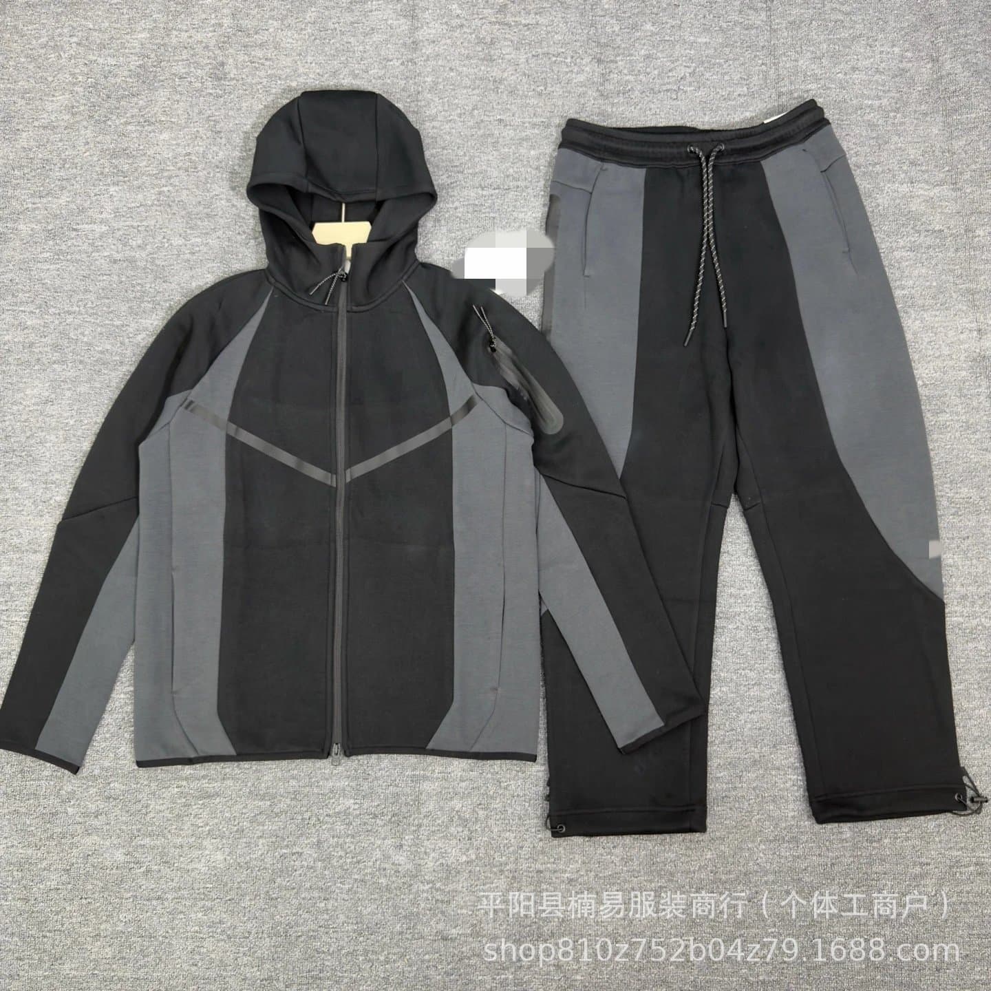 Nike Tech Fleece Hoodie and Joggers Set Black/Grey Panel