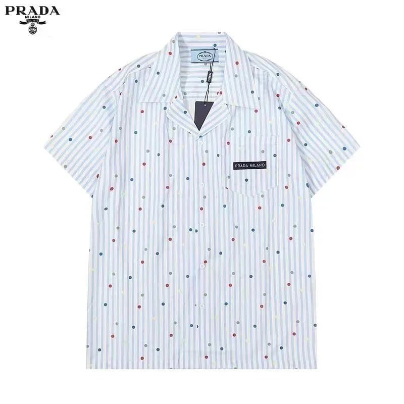 Prada Short-Sleeve Shirt Logo Pocket — 26圆点衬衫