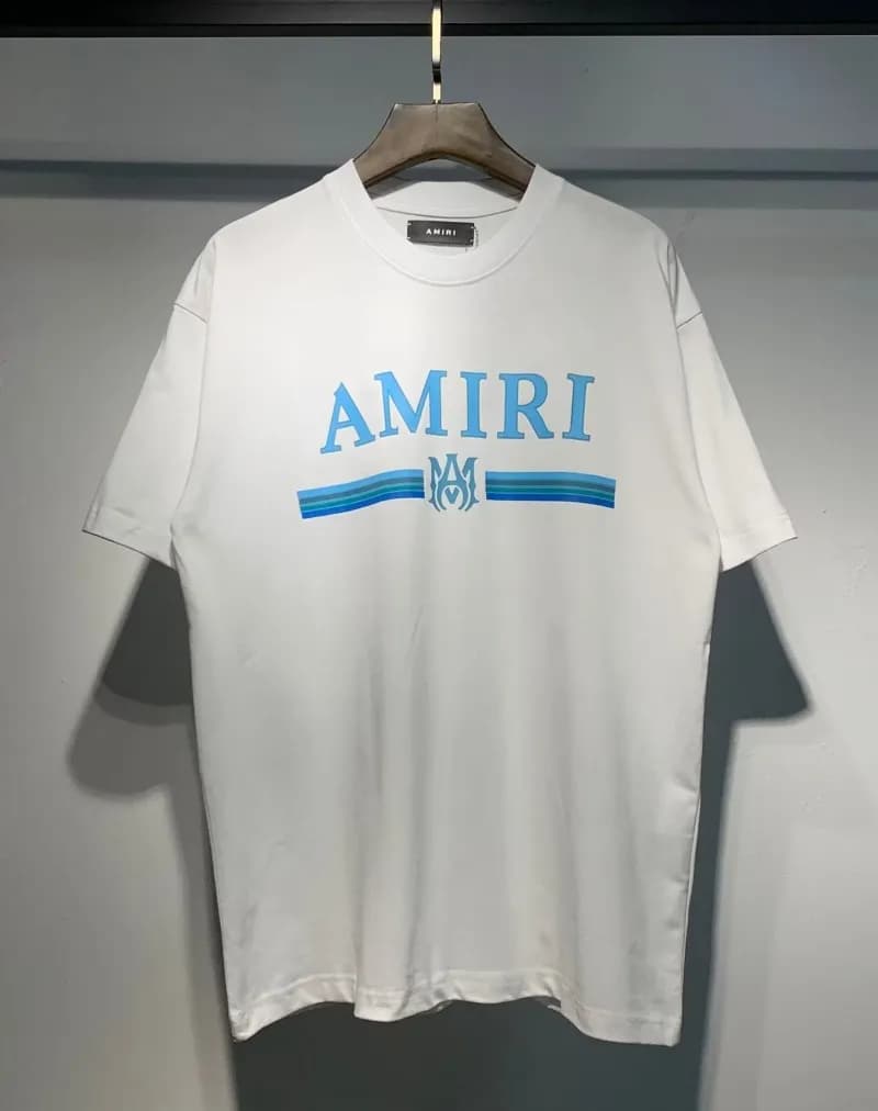 Amiri Logo Tee Blue Stripe