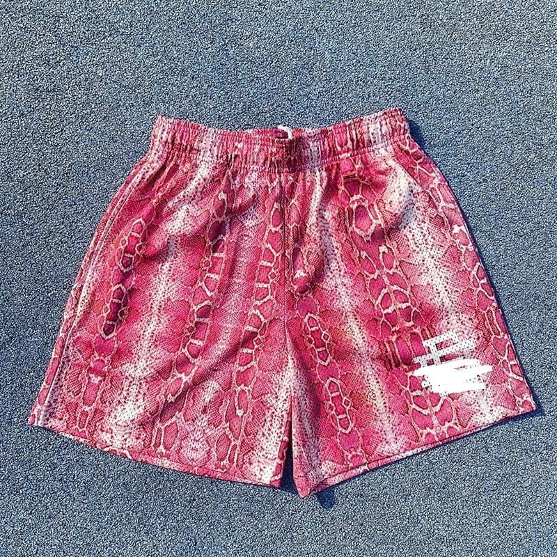 Sp5der Snake Print Shorts Pink Snake Print